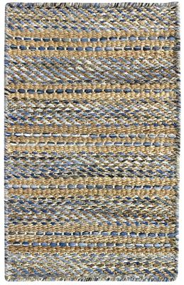 HAMID - Tapis en Jute de Laine Olivia, Tapis en Laine et Jute Tissé à la Main pour Salon, Chambre, Salon, Couleur Bleu Marbré, (40x60cm)
