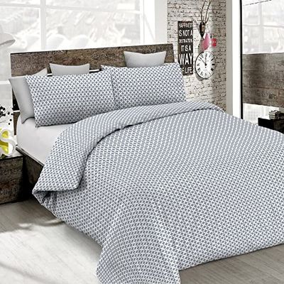 Italian Bed Linen MB Home Italy, Housse de Couette “Printed Colors”, Straits Gris Foncé, 2 Places