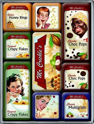 Nostalgic-Art Conjunto de ímanes retro Mr. Crickle's Ideia de presente para a cozinha, decoração para o frigorífico, design vintage, 7 x 9,3 x 2 cm, 9