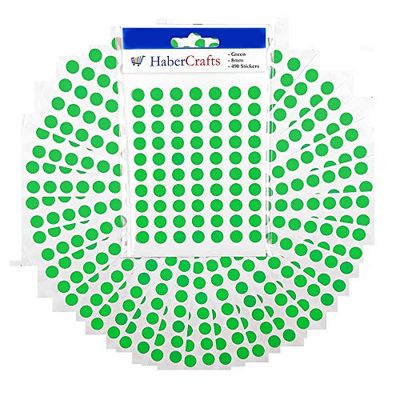 8mm Green Dot Stickers - Coloured Sticky Dots, Easy Peel, Self-Adhesive Circle Stickers & Labels - Pack of 1470