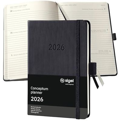 SIGEL C2613 Wochenkalender Conceptum 2026, ca. A6, schwarz