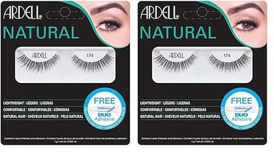 Ardell Natural 174 False Eyelashes Bundle, Adhesive Included, Vegan Friendly, 1 Pair (Pack of 2)