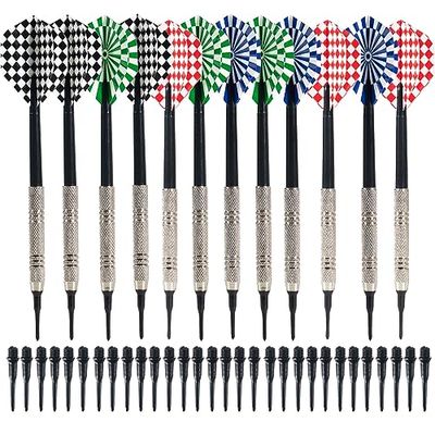 Set de dardos Lifeant con punta de plástico - 12 piezas de dardos blandos + 100 puntas de repuesto, seguros y duraderos, para dianas electrónicas