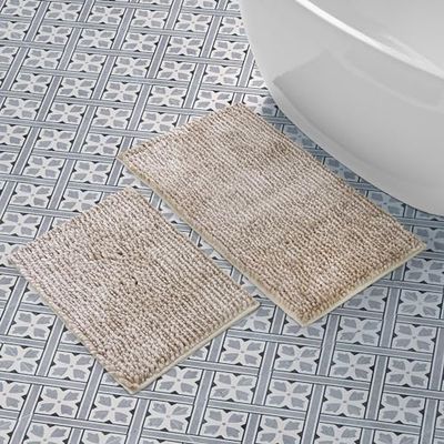 Laura Ashley Butter Rug - Tapete de casa de banho de felpa suave, decoração de casa de banho, absorvente de água e lavável na máquina, poliéster, linho, 1 pé 8 polegadas x 2 pés 10 polegadas