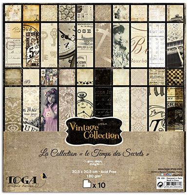 Toga Vintage Conjunto de 10 folhas, papel, multicolorido, 30,5 x 30,5 x 0,1 cm, 20
