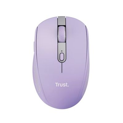 Trust Ozaa Silent Wireless Mouse Bluetooth + 2.4GHz, Compact Multidevice Mouse, 60% Recycled Plastics, Rechargeable Bluetooth Mouse for Laptop PC Computer Windows Android Mac - Purple