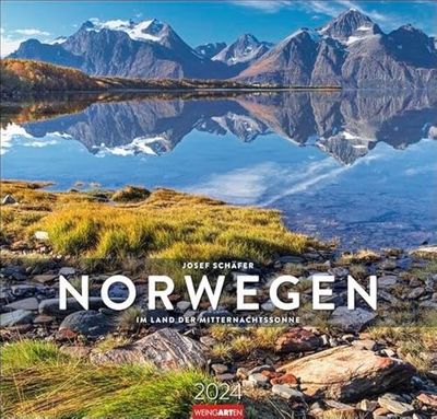 Norwegen Kalender 2024. Reise-Wandkalender mit 12 atemberaubenden Fotografien im Land der Mitternachtssonne. Landschafts-Kalender 2024 zum Aufhängen. 48x46 cm. : Im Land der Mitternachtssonne