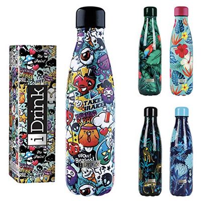 I-Drink Botella Térmica Doble Pared 350/500/750/1.000 ML, Decorada (350 ML, Graffiti)