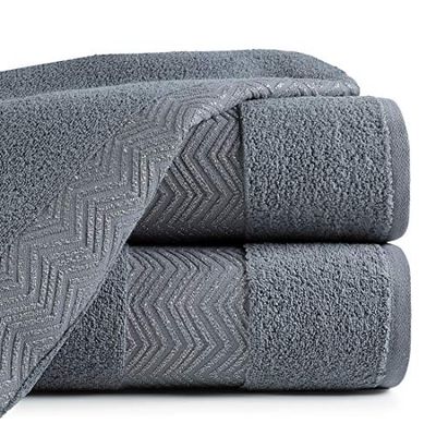 Eurofirany handduk bomull stål grå sicksack mönster metallsöm metall styre set 3-pack Oeko-Tex, 70 x 140 cm, 3