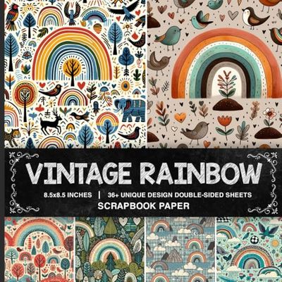 Vintage Rainbow Scrapbook Paper: 36 Premium Retro-Inspired Sheets for Scrapbooking, Journaling, Crafting, and DIY Projects