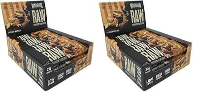 Warrior Raw Protein Flapjacks – 12 Bars x 75g Each – Packed with 20g of Protein – Low Sugar, High in Fibre (Chocolate Peanut Butter) (Pack of 2)