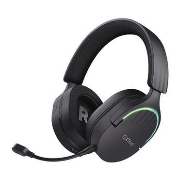 Trust Gaming GXT 491 Fayzo Cascos Gaming Inalámbricos Bluetooth + 2.4 GHz, 7.1 Sonido Envolvente, Batería de 22 Horas, Auriculares Inalámbricos RGB Over-Ear PC PS5 PS4 Switch - Negro