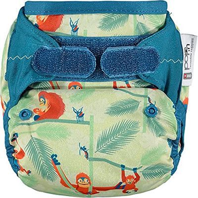 Close Pop-in premium bamboe doek luier met Aplix sluiting - verstelbaar één maat geboorte tot potje elegant printontwerp - Orang-oetan
