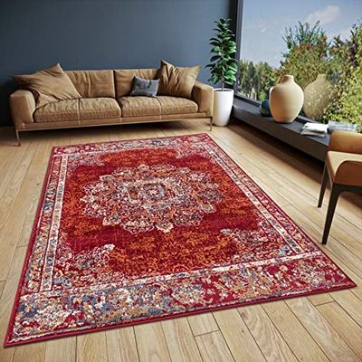 HANSE Home Maderno Tapis Oriental, Classique, Tissage serré, avec Ornements, Look Vintage, Poils Courts et Doux, pour Chambre à Coucher, Salle à Manger, Salon, Couloir - Rouge - 120 x 170 cm