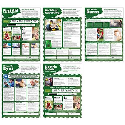 Daydream Education - Póster de primeros auxilios - Juego de 5 | carteles de salud y seguridad | Papel laminado brillante 420 mm x 594 mm (A2) | Gráficas educativas de Daydream Education