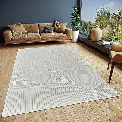 Hanse Home Faron Tapis de Salon - Poils Courts (Hauteur : 3 mm) Tapis de Salon scandinave Motif bohème scandinave Effet 3D géométrique Moderne pour Chambre à Coucher, Salle à Manger, Chambre d'enfant