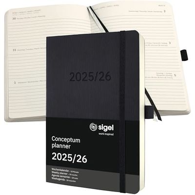 SIGEL C2606 Wochenkalender Conceptum 2025/2026, ca. A5, schwarz