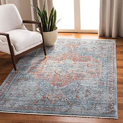 Safavieh VIC904 Tapis d'intérieur rectangulaire tissé d'inspiration Vintage pour Salon, Chambre à Coucher ou Tout Espace intérieur Bleu Marine/Rouge 91 x 152 cm