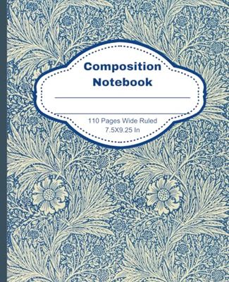 Vintage Dark blue: composition notebook wide ruled blue vintage