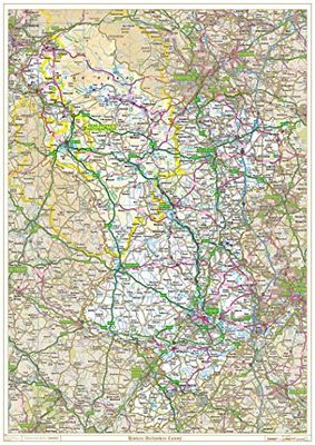 Historic Derbyshire County Map-Plastic Coated