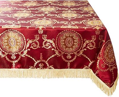Violet Linen Prestige - Tovaglia motivo damascato, 152,4 x 259,1 cm, colore: bordeaux