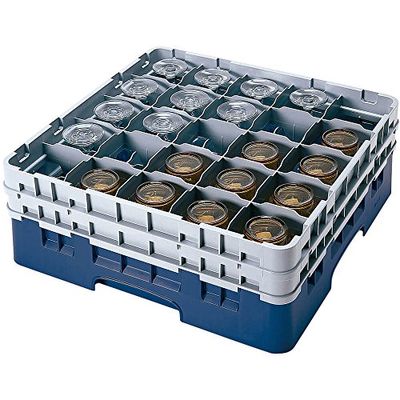 Cambro Camracks 25S1214 - Set di 2 cestini in polipropilene per manico e bicchieri, con 25 scomparti, misura 1/1, colore: blu navy, diametro 8,7 cm, altezza massima 32 cm