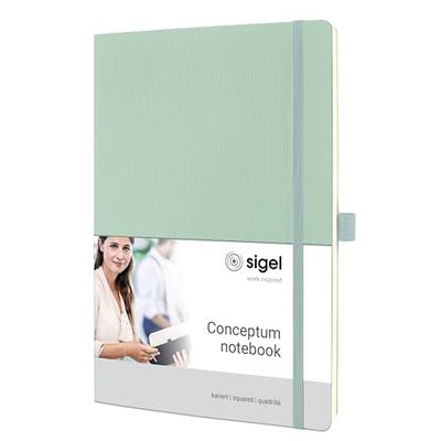 SIGEL CO334 Conceptum Libreta, cuadriculado, aprox. A4, verde, tapa blanda, 194 páginas