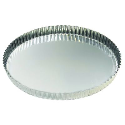 Gobel 126350 Moule Tourtière Ronde Cannelée Fond Fixe Fer Blanc Diamtère 32 cm