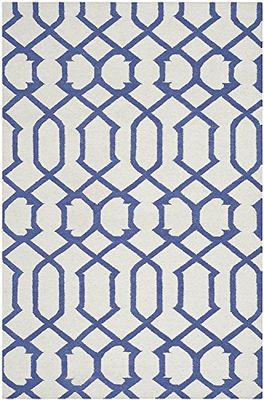 SAFAVIEH Tapis Contemporain Pour Salon, Salle à manger, Chambre à coucher - Dhurrie Collection, Tapis à poil court, Ivoire et violet, 122 X 183 cm