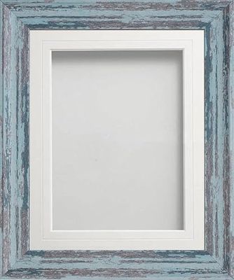 Frame Company Lynton Rustic Blue Photo Frame with White V-Groove Mount, 18x12 for 12x8 inch, fitted with perspex