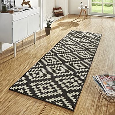Hanse Home Designer Caminho de veludo nórdico, polipropileno, preto, 80 x 250 x 0,9 cm