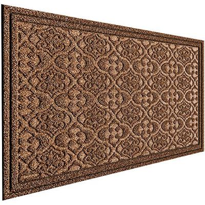 MAT 7-BANQUET, Felpudo de Bienvenida de Goma para Puerta Delantera, Exteriores o Entrada, Grande Extra Grueso Texturizado, Impermeable, 91 x 150 cm, Marrón