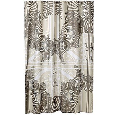 MSV 140803 - Cortina de Ducha (poliéster y plástico, 180 x 200 x 0,1 cm, 12 Anillas), diseño de sombrillas, Color marrón