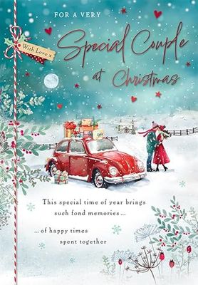 Piccadilly Greetings Christmas Card For a Very Special Couple Car couple - 9 x 6 inches