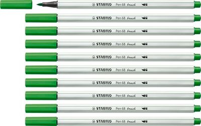 Premium fiberpenna - STABILO Pen 68 brush ask med 10 Ljusgrön