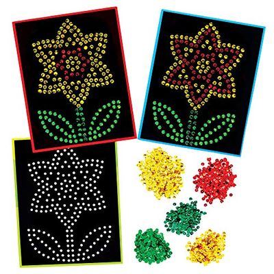 Baker Ross Daffodil Sequin Crafts - Pack of 4, Sequin Art for Kids (AT604)