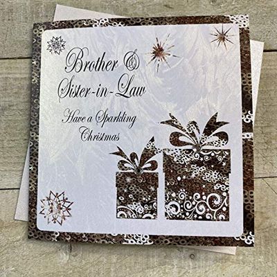 White Cotton Cards C2-bs "Brother et Sister-in-Law" carte de Noël faite à la main