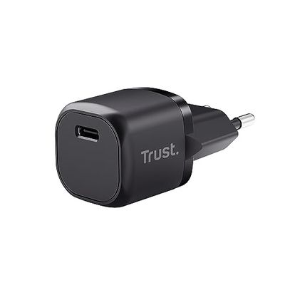 Trust Maxo Caricatore USB C Rapido 20W PD, Alimentatore Senza Cavo, Porta USB di Tipo C, Caricabatterie iPhone 14/14 Pro Max, iPad, Samsung Galaxy S23 S22 S21, Xiaomi, Oppo, Tablet - Nero