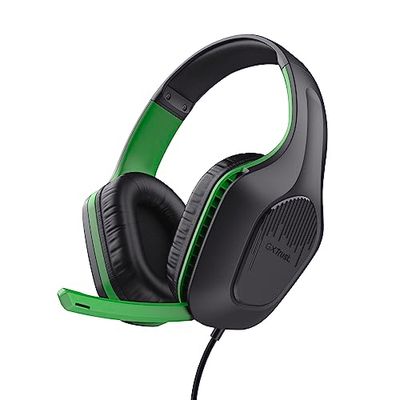 Trust Gaming GXT 415X Zirox Ligeros Cascos Gaming para Xbox Series X/S con Drivers de 50 mm, Conexión 3.5 mm, Micrófono Plegable, Auriculares Over-Ear con Cable 1,2 m - Negro/Verde