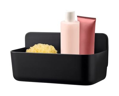 Tesa Lavaa, Panier de rangement pour douche (M) en noir mat, Montage sans perçage Powerstrips Waterproof Strips XL inclus - 260 mm x 130 mm x 110 mm