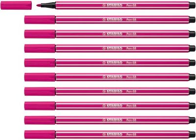 Marcador premium STABILO Pen 68, caixa com 10 unidades cor-de-rosa