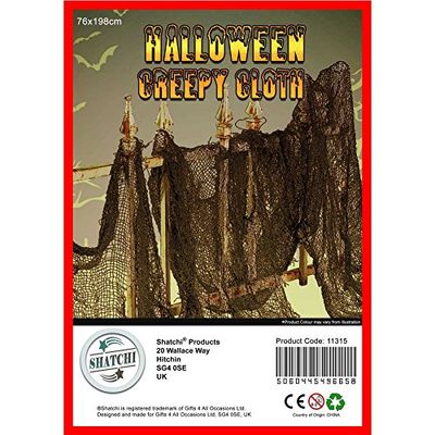 Shatchi HALLOWEEN-CREEPY-CLOTH-200 cm-1PK Halloween läskig duk bordsdörrar fönster vägg tak dekoration rekvisita 200 cm, svart