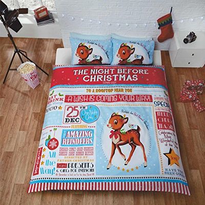 Rapport Home Night Before Christmas Duvet Set, Polyester-Cotton, Multi-Colour, King