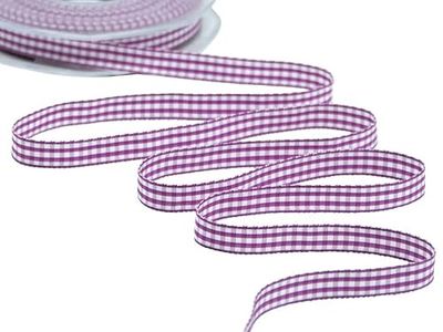 Furlanis - Nastro A Quadretti Bamby, Nastro per Decorazioni Natale, Pacchi Regalo, Tessuto Italiano - Ciclamino Scuro, 10 mm x 25 m