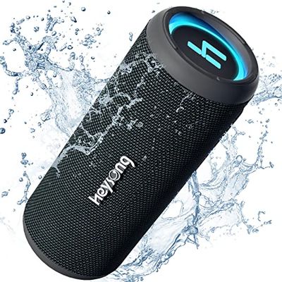 HEYSONG Enceinte Bluetooth Puissante, Enceinte Portable Étanche, Enceinte 5.0 Bluetooth sans Fil avec Lumières LED, AUX,TF Carte, Lecture USB, Volume Plus Fort et Durable pour Les Voyages, l'extérieur