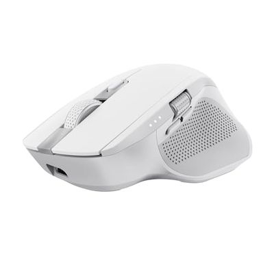 Trust Ozaa+ Multidevice Wireless Mouse Bluetooth + 2.4GHz, Programmable Silent Mouse, Side Scroll Wheel, 60% Recycled Plastics, Rechargeable Bluetooth Mouse for Laptop PC Computer Mac - White