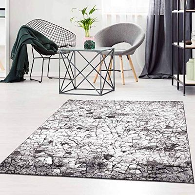 carpet city - Tappeto a pelo piatto, moderno motivo astratto in tonalità grigio mélange per soggiorno, dimensioni 120/160 cm, 120 x 160 cm