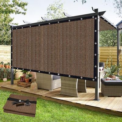 Kanagawa Toile d'ombrage à 90% pour pergola d'extérieur de 3,6 x 6 m avec œillets, Protection Contre Les Rayons UV pour terrasse, Jardin, extérieur, abri d'auto, Jardin, Moka