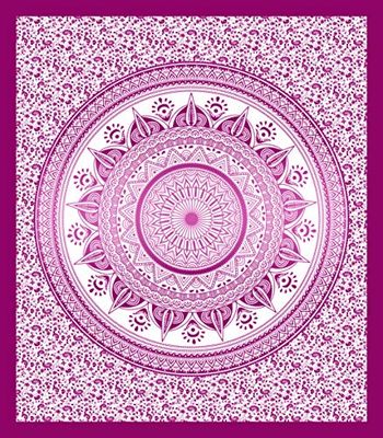 Miracle Home Mandala/Pareo Multi 311, 100% Bomull, Fuchsia, 210X240