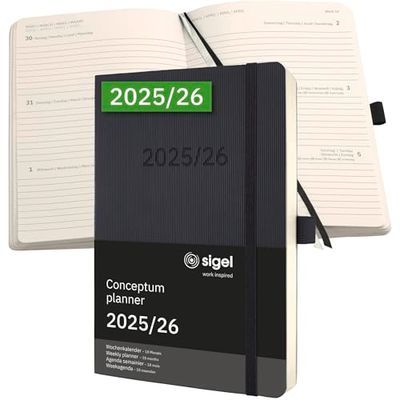 SIGEL C2606 Wochenkalender Conceptum 2025/2026, ca. A5, schwarz: Agenda Conceptum, Classic, Softcover